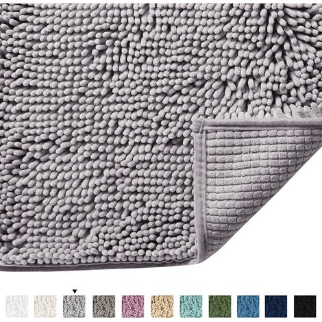 Tapis De Bain - Chenille Microfibre - Antidérapant - 43 X 61 Cm - Gris - 1 Pièce (1/5)