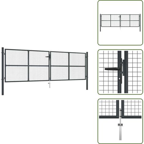 Puerta de jardín con malla - vidaXL Puerta de jardín de malla acero galvanizado 400 x 125 cm gris - Puerta de jardín de acero
