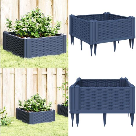 Pflanzkasten mit Erdspießen Grau 42,5x42,5x28,5 cm PP - Pflanzkasten - Gartenpflanze - Balkonpflanzen - Blumenerde - Hochbeet - Home & Living (1/5)