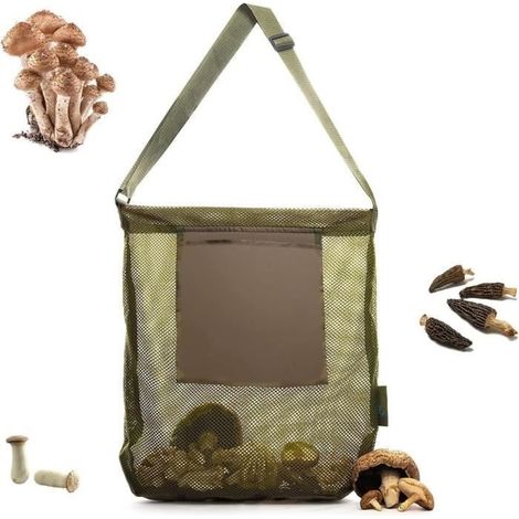 Sac de Ramassage des Champignons,Sac de Chasse Aux Champignons,Sac de Recherche de Champignons en Maille avec Pochette à (1/4)