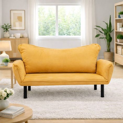 Schlafsofa Senfgelb Samt - zwei Personen - Chatto