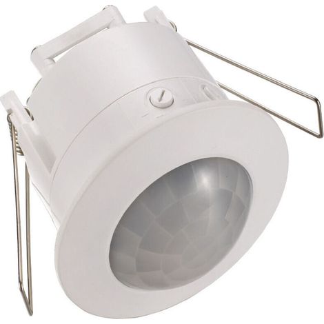 1x Infrarouge Détecteur de Mouvement Encastré Montage au Plafond Intérieur Contrôle des Feux Zone de Travail à 360° Portée de 6m Capteur de Lumière Intégré Blanc (1/3)