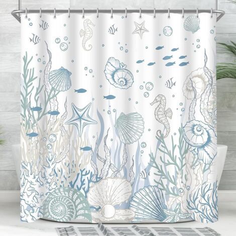 Shower Curtain with Weighted Hem, Waterproof, Washable, Polyester, with 12 Grommets and Shower Curtain Rings, for Bathroom, Bathtub (1/5)