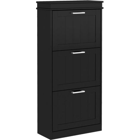 Stylish Black Three-Drawer Shoe Storage Cabinet for Organized Entryway or Hallway (1/5)