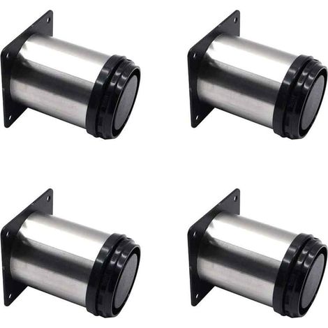Pied De Meuble - Acier Inoxydable - Diamètre 5 Cm - Hauteur 100 Mm - Pour Tables Étagères Buffets - Lot De 4 (1/5)