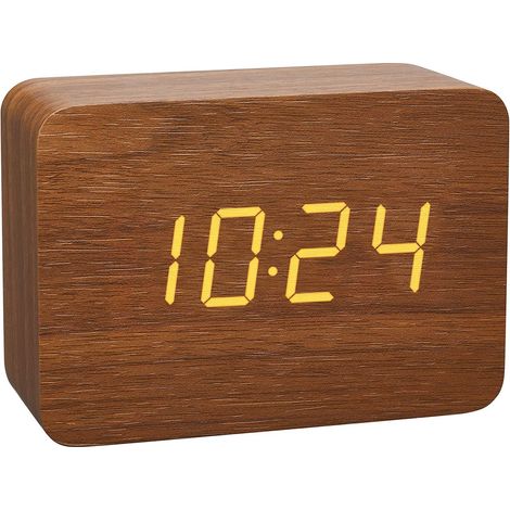 Elkuaie Réveil Numérique - Réveil Numérique en Bois - Affichage LED 3 Alarmes - 1 - Chambre (1/4)