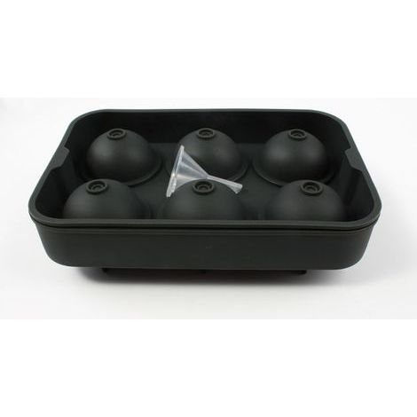 Schwarze Silikon-Eiswürfelform, geeignet für 6 runde Eiswürfel. (1/3)