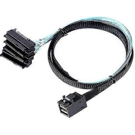 Câble Mini SAS HD 12G SFF8643 vers 4 connecteurs SAS 29 broches SFF8482 avec connecteur d'alimentation SATA 15 broches. (1/5)