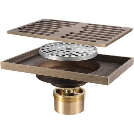 Drain de Douche 140x90mm Siphon de Sol, Caniveau de Douche Laiton Anti-Odeur Drain de Plancher pour Salle de Bain (1/5)