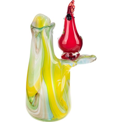 Jarrón estilo Murano con decoración exótica de loro. (1/3)