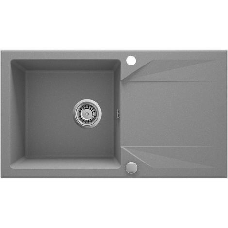 Lavello cucina in granito con 1 vasca e gocciolatoio 78x44 cm grigio metallizzato - Kalo