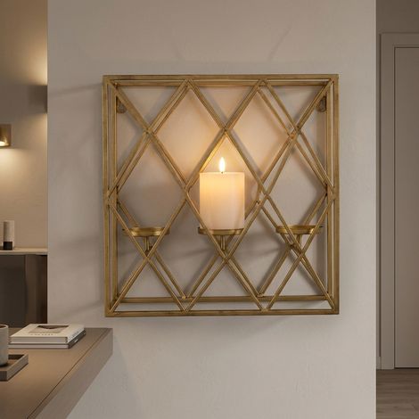 Maison Mounted Square Criss-Cross Candle Holder (1/2)