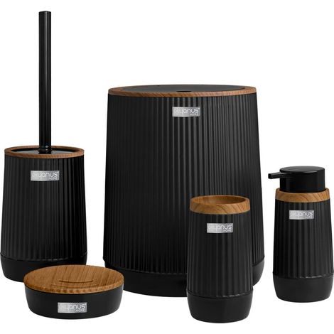 Ensemble de salle de bain Nida 5 pièces, noir