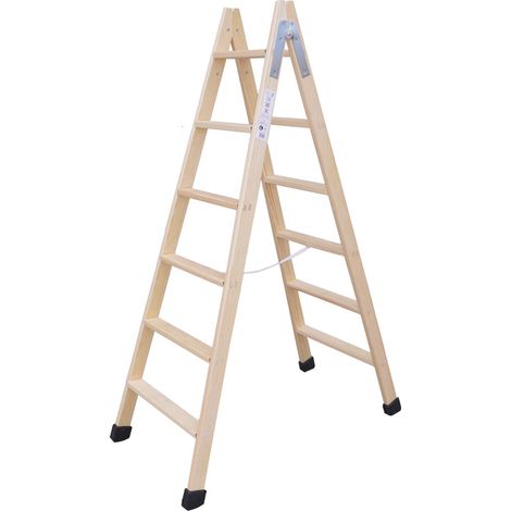 Escalera de madera 6 peldaños 164cm plabell