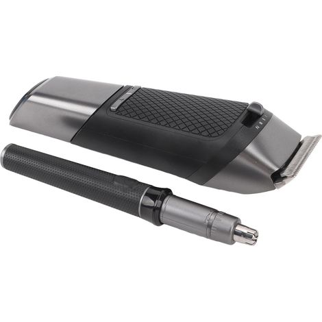 Kit de tondeuse à cheveux avec coupe-nez, écran LCD, 2 vitesses, chargement USB, étanche, professionnel, 4 sabots de guidage et pochette EVA. (1/5)