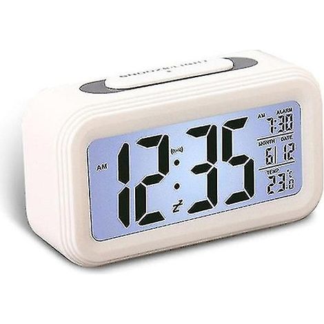 Réveil numérique LED Pxcl, horloge lumineuse, horloge de table, horloge électronique intelligente avec fonction snooze, blanc (1/5)