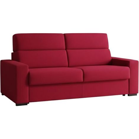 Canapé Fixe 3 Places Ozegna, Déhoussable, Lavable Made in Italy, 95x220 cm Rouge (1/4)