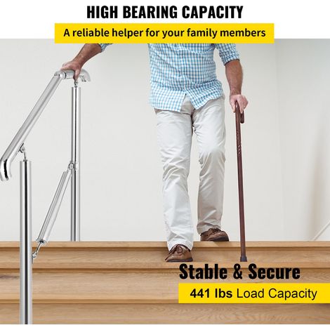 Main courante escalier inox 304 4-5 marches, rampe ajustable 0-45° 200 kg intérieur extérieur - VEVOR (1/5)