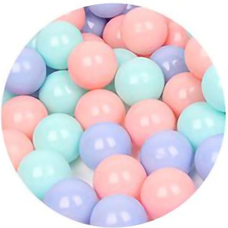 Lot de 100 ballons de jeu pour enfants, couleurs vives et amusantes, réutilisables, pour piscine, aire de jeux, tente. Modèle Macaron, 3 couleurs, épaisseur 5,5 cm. (1/5)