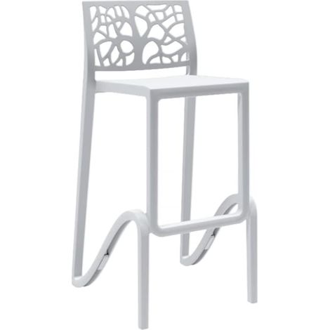 Tabouret Haut empilable pour intérieur et extérieur en polypropylène Teti Zefiro Blanc (1/5)