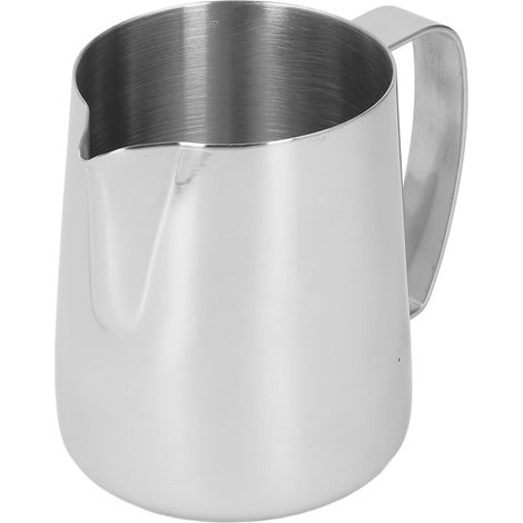 Verdickter Milchaufschäumer aus Edelstahl, 450 ml, mit Ausgießer zum Aufschäumen und Dämpfen, silberfarben (1/5)