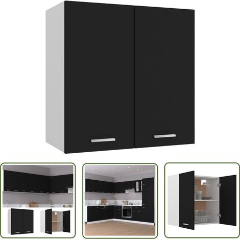 The Living Store Armoire suspendue Noir 60x31x60 cm Bois d'ingénierie - Armoire Suspendu - Meuble De Cuisine - Rangement Cuisine - Armoire Noire - Armoire Bois (1/5)