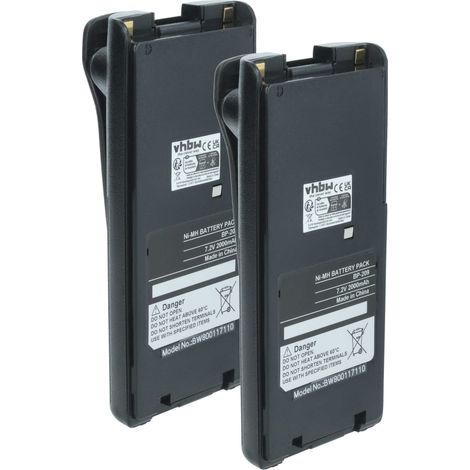 vhbw 2x Akku kompatibel mit Icom IC-T3H, IC-F4GT, IC-V81, IC-V82, IC-U82, IC-V8 Funkgerät, Walkie Talkie (2000 mAh, 7,2 V, NiMH)