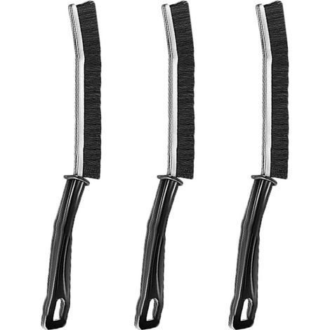 Lot de 3 brosses de nettoyage à long manche - Poils durs - Pour rainures, portes, fenêtres et cuisine - Brosse à fentes étroites (1/5)