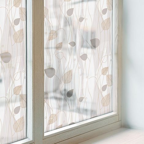Fensterfolie 50x100 cm Sichtschutz Fenster Selbstklebend PVC Milchglas Dekorativ Dekorfolie Blickdicht Folie für Zuhause Badezimmer Elegante Blätter