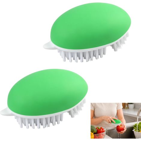 Reinigungsbürste für Obst und Gemüse (grasgrün) – Ergonomische, rutschfeste und komfortable Reinigungsbürste (1/5)