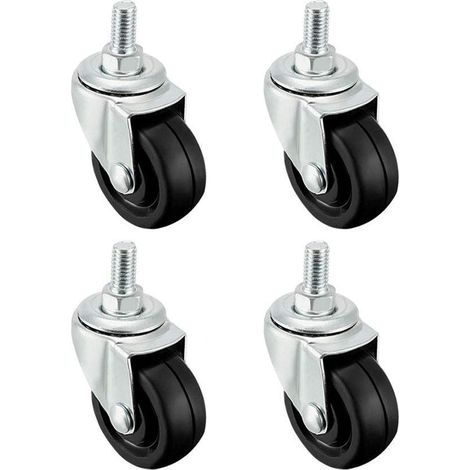 kippen 1609X1 - SET DI 4 RUOTE IN GOMMA DA MM.40 CON PERNO FILETTATO M8 (1/4)