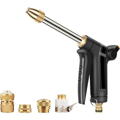 Juego de 5 piezas de pistolas pulverizadoras de agua de alta presión de metal resistente para jardín. (1/5)