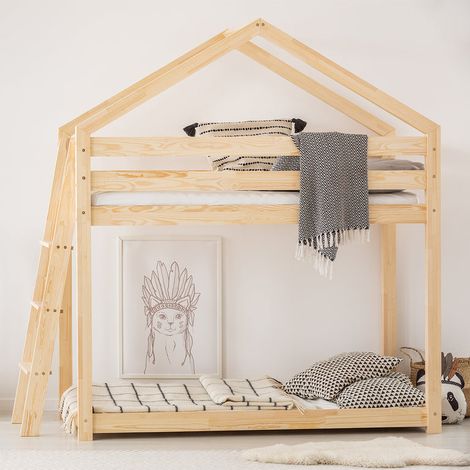 Cama cabaña litera 70x140 con somier Gaëlle Madera (1/4)