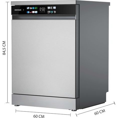 Cecotec Lavavajillas 60 cm Libre Instalación Bolero Aguazero 6210 Inox D. 15 Cubiertos, Bajo Consumo, Pantalla Fullcolor XXL