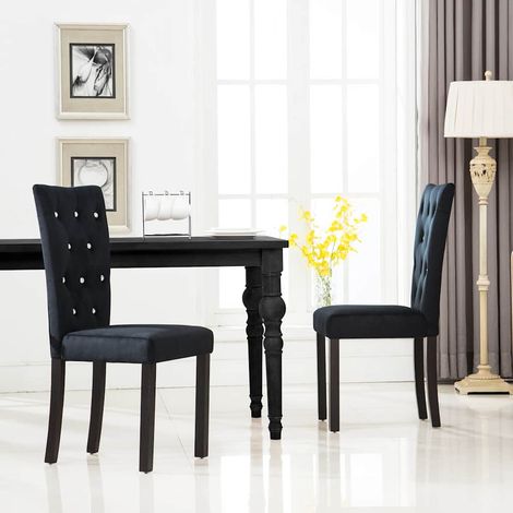 vidaXL Sillas de comedor 2 unidades terciopelo negro (1/5)