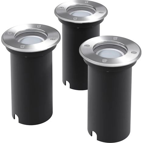 Set di 3 faretti LED da incasso per esterni 10,8 x 15 cm resistenti alle intemperie moderni in alluminio argentato 020045867
