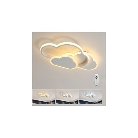 Ortviai – LED-Deckenleuchte Wolke dimmbar, 3 Lichttemperaturen 3000/4000/6000 K – Fernbedienung, Dimmung 10–100 %, Memory-Funktion – Kinderzimmer, weiß (1/5)