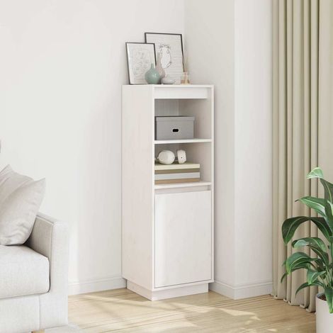 Aparador alto de madera maciza de pino banco 37x34x110 cm (1/4)