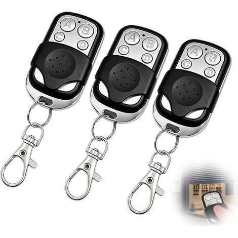 3 Pièces Telecommande Universelle Portail Compatible 433 MHz, Télécommande Porte de Garage Sans Fil à 4 Boutons, Compatible Portail Électrique Garage Portail Motorisé Voiture (1/5)
