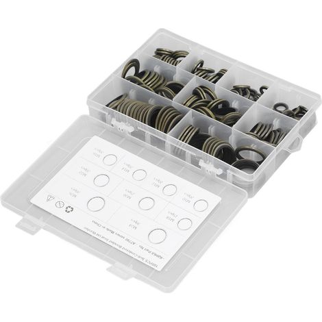 Selbstzentrierende Dichtscheibe M10-26 mm, 180 Stück, Ölablassschraubendichtung, Kupfer, Dichtring für Ablassschraube, Sortiment 10 12 14 16 18 20 22 24 26 (1/5)