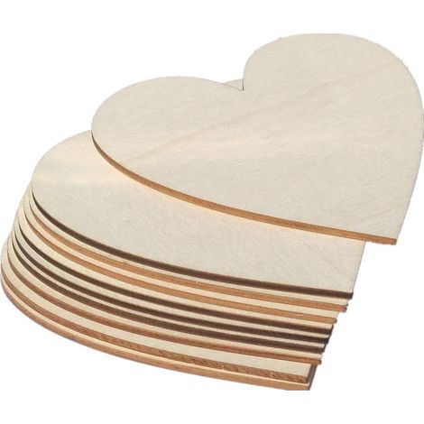 Cuori in legno da 10 cm - Forme a cuore in legno naturale non trattato - 10 pezzi (1/3)