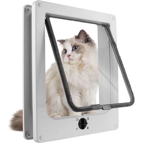 Chatière magnétique 4 voies 23.5 x 27 cm – Rabat transparent étanche – Installation facile – Interrupteur rotatif pour contrôle d'accès (1/5)