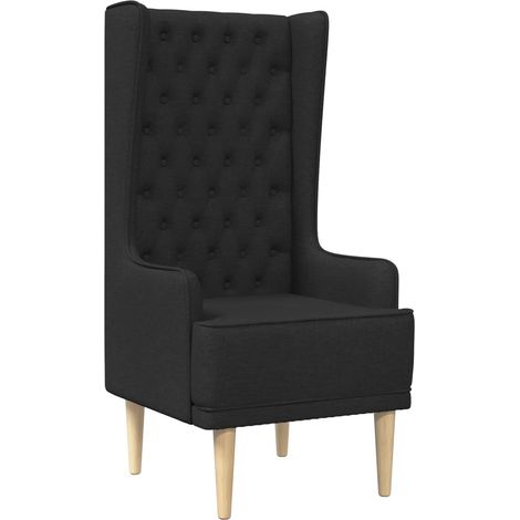 Silla de respaldo alto con capitoné con botones Negro Tela vidaXL (1/5)