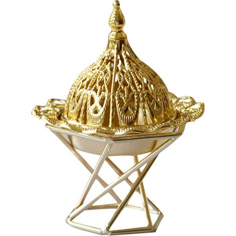 Brûleur d'Encens en Métal Doré Antique - Décor Élégant pour Salon et Chambre à Coucher (1/5)