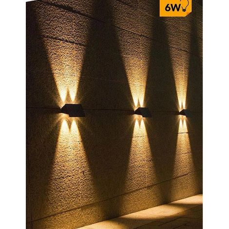 TrAdE Shop Traesio - Applique Biemissione Led Lampada Solare Parete Ip65 Luce 3000k 6500k Nero Yh0616 - -Bianco Caldo -