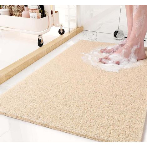 Tapis de douche 50 x 80 cm - Grand tapis de bain anti-moisissure en PVC luffa pour salle de bain, pièce humide, baignoire, tapis de douche d'intérieur antidérapant en luffa à séchage rapide (1/5)
