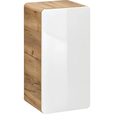 Colonna per bagno L32 x l35 x H68 cm Naturale e Bianco - ARUBA (1/3)