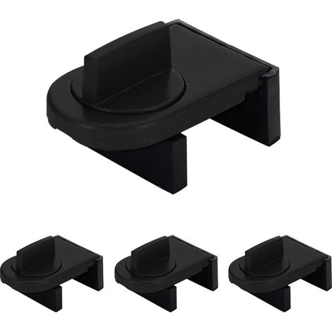 4 Pièces Verrou Baie Coulissante, Serrure Butée Réglable, Serrure de Sécurité pour Fenêtre, Bloque Fenetre Coulissante, Sans Perceuse, pour Portes et Fenêtres Coulissantes (Noir) (1/5)
