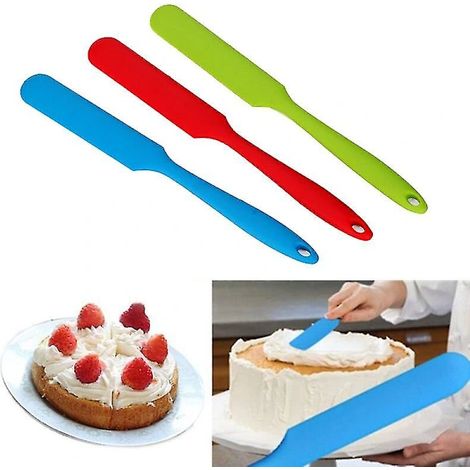 Spatola per torte in silicone antiaderente, flessibile e resistente al calore, con manico lungo, ideale per il burro. (1/4)