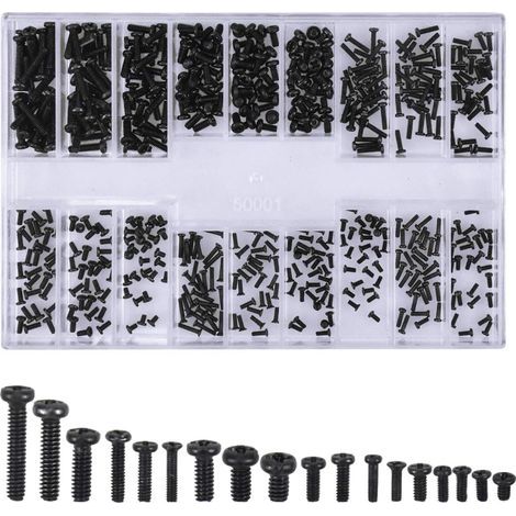 500 Stück Rundkopf-Brillenschrauben, Universal-Laptop-Schraubenset M1.2, M1.4, M2, Schwarz – Fei Yu (1/5)